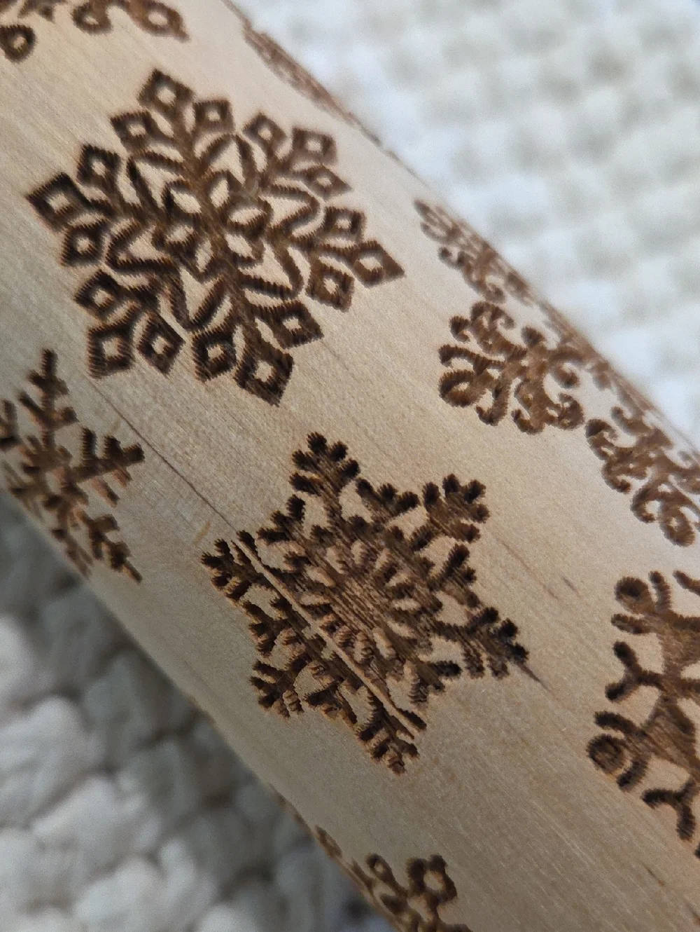Snowflake Wooden‎ Holiday Christmas Embossed rolling pin